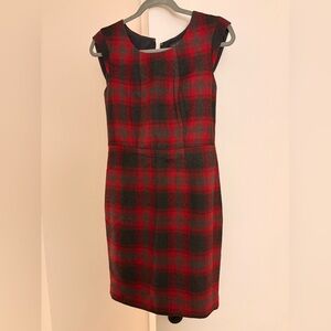 The Limited Red and Black Plaid Midi Dress